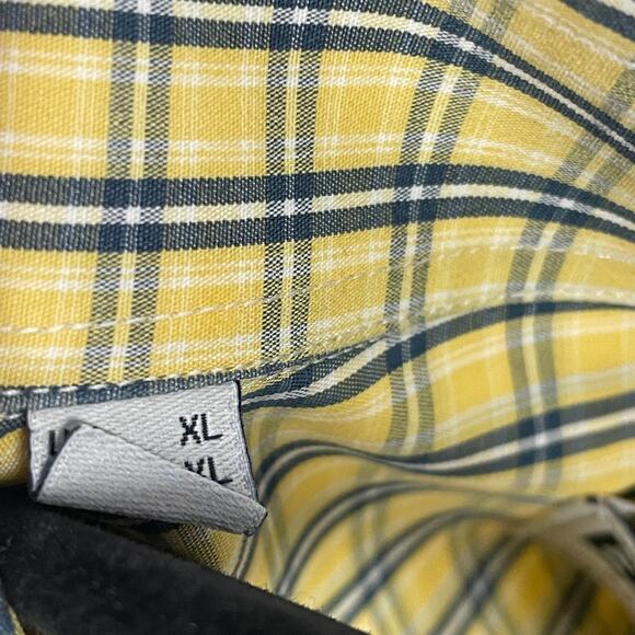 Barbour Long Sleeve Button Down Yellow Navy Plaid Mens XL ASIS - Picture 4 of 6